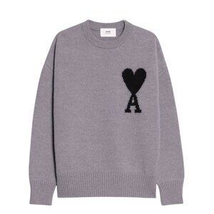 Gray Ami Sweater with Black Heart Logo